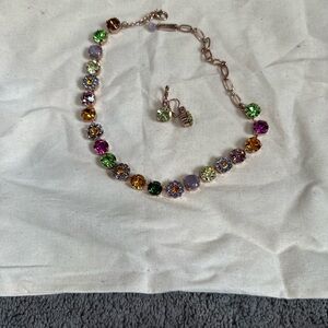Mariana Green and Purple Crystal Necklace and Earring Set